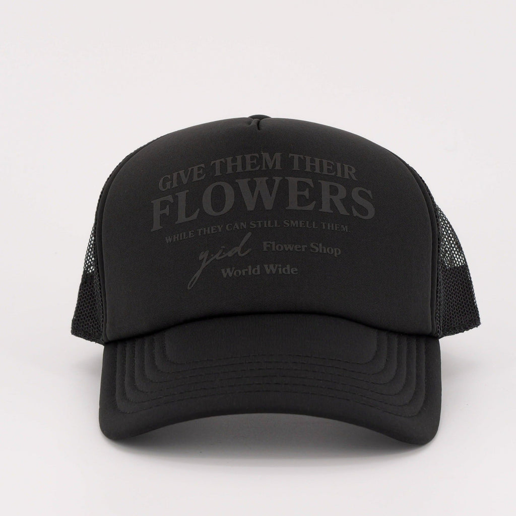FLOWER SHOP TRUCKER HAT BLACK/BLACK