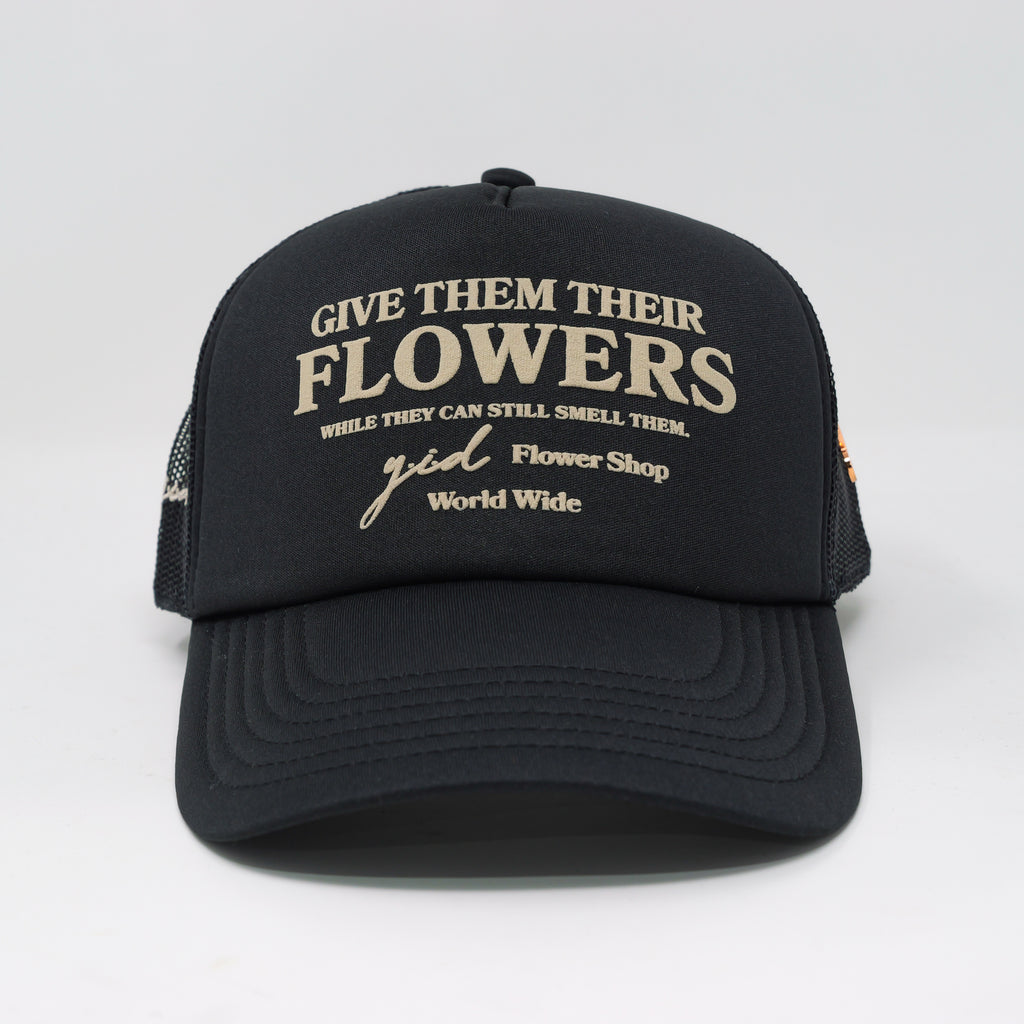 FLOWER SHOP TRUCKER HAT BLACK/CREAM