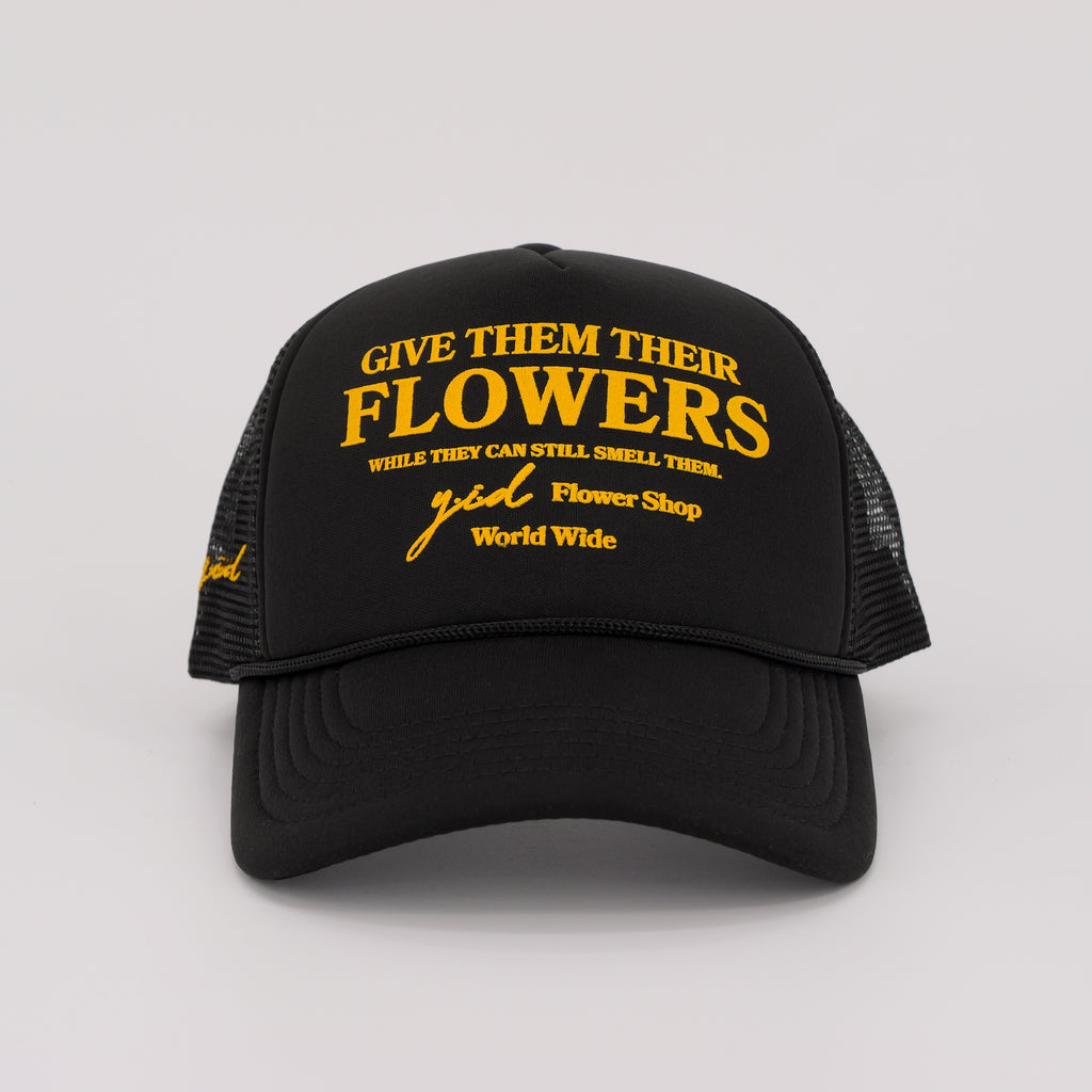 FLOWER SHOP TRUCKER HAT BLACK/YELLOW