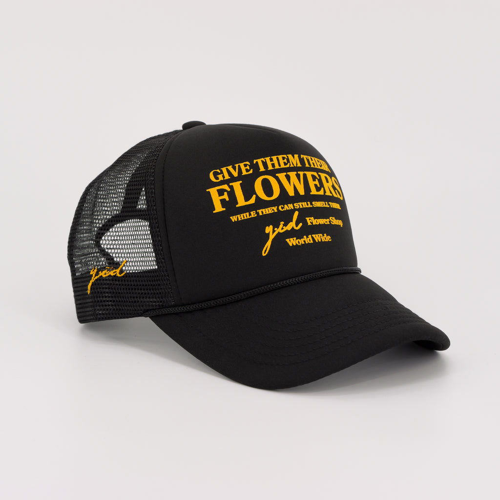 FLOWER SHOP TRUCKER HAT BLACK/YELLOW